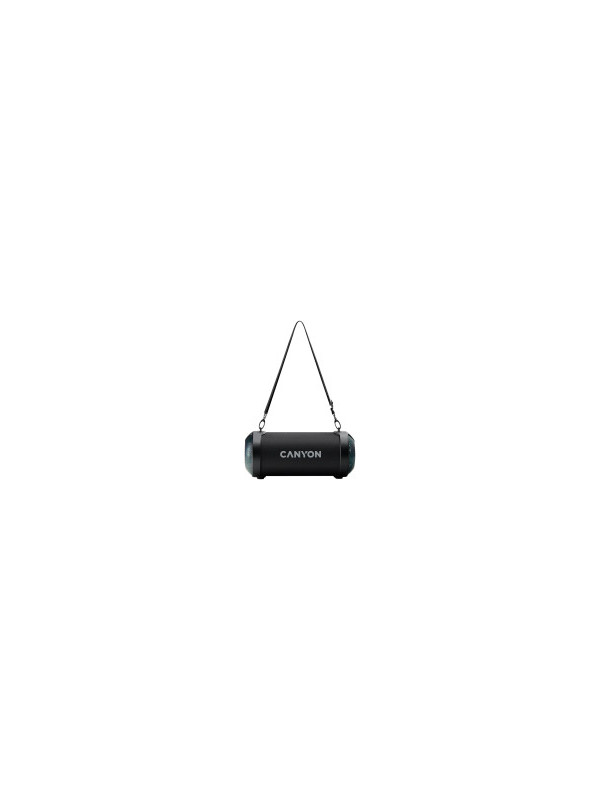 CANYON BSP-7 Bluetooth Speaker, BT V5.0, Jieli JLAC6925B, 3.5mm AUX, 1*USB-A port, micro-USB port, 1500mAh lithium ion battery, Black, cable length 0.6m, 278*117 *128mm, 0.941kg