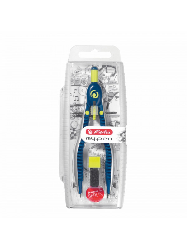 Compas Herlitz MyPen, setare rapida, albastru inchis / lime