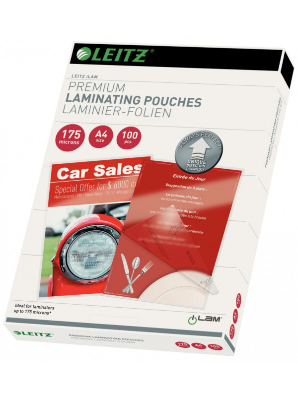 Folie Leitz UDT pentru laminare la cald, A4, 175 mic., 100buc/set