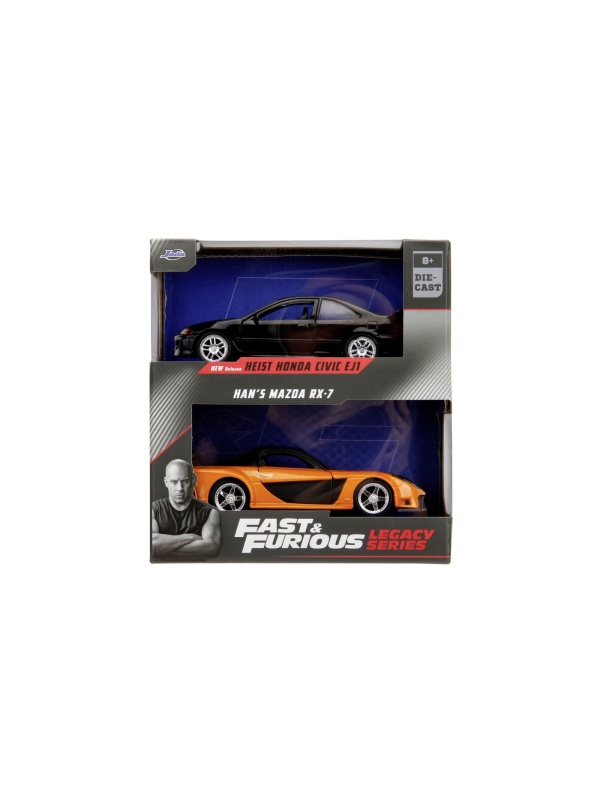 JADA FAST & FURIOUS LEGACY SERIES SET 2 MASINUTE METALICE HONDA CIVIC SI MAZDA RX-7 SCARA 1:32