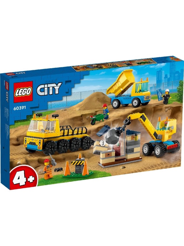 LEGO CITY CAMIOANE DE CONSTRUCTIE SI MACARA CU BILA PENTRU DEMOLARI 60391