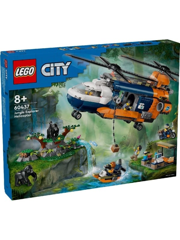 LEGO CITY ELICOPTERUL UNUI EXPLORATOR AL JUNGLEI LA TABARA DE BAZA 60437