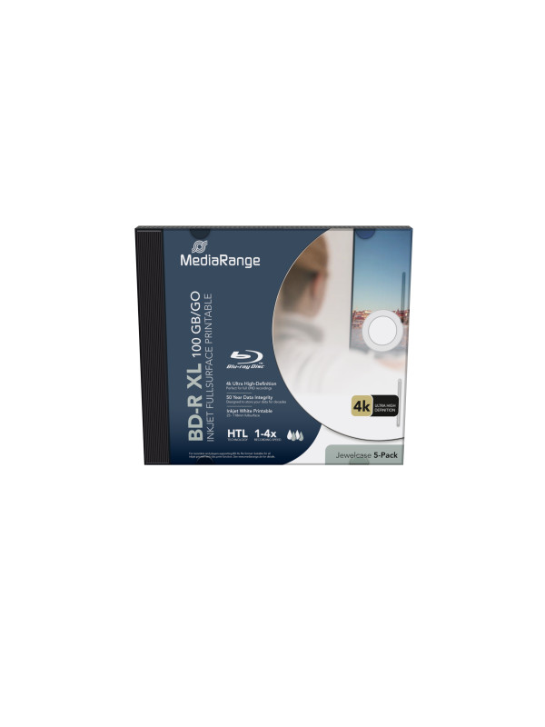 MediaRange BD-R XL 100GB, 4x speed inkjet fullsurface, jewelcase pack5