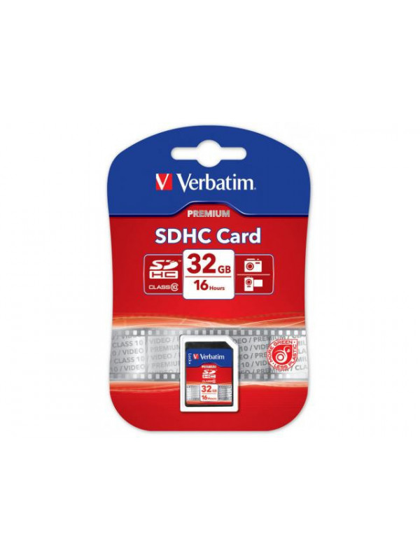 Memory Card Verbatim Premium SDHC, 32GB, Class 10