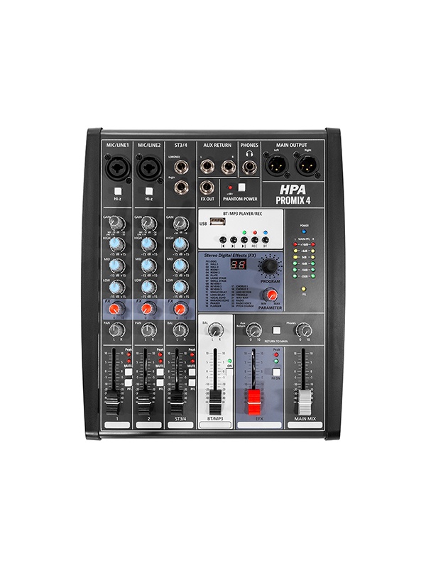 MIXER DIGITAL 4 CANALE 48V BT/USB/SD