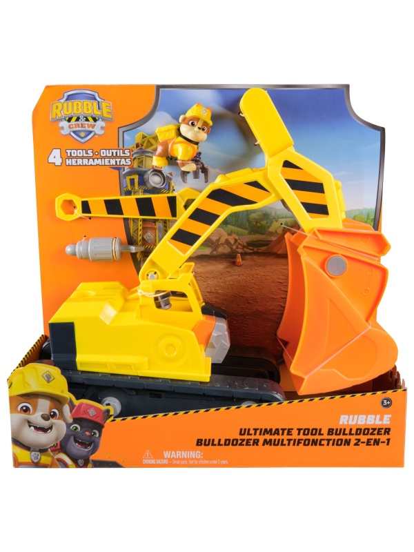 PATRULA CATELUSILOR RUBBLE SI ECHIPA VEHICUL BULDOZER MULTIFUNCTIONAL 2 IN 1