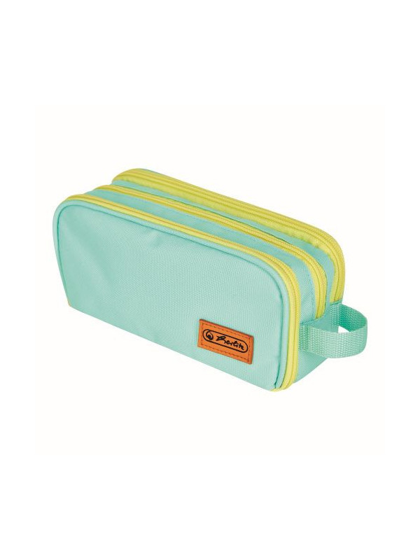 Penar tip etui, neon, 3 compartimente, menta/galben