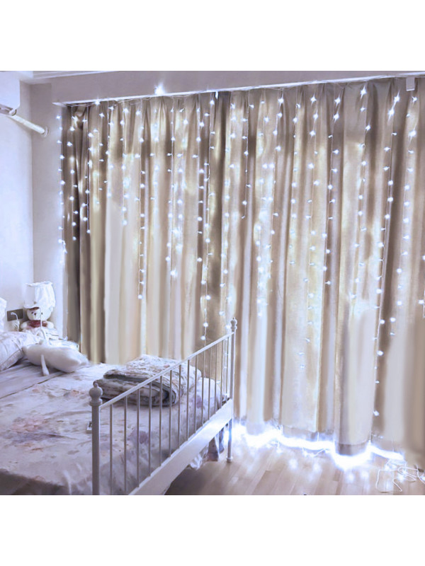 Perdea luminoasă - 100 LEDuri - albă - IP44 - 2,2 m - 8 programe