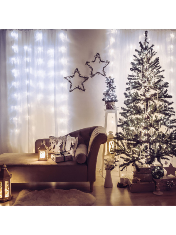 Perdea luminoasă - 200 LEDuri - albă - IP44 - 4,2 m - 8 programe