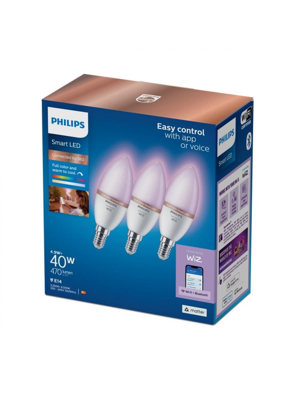 PHI WFB 40W C37 E14 922-65 RGB 3CT/6