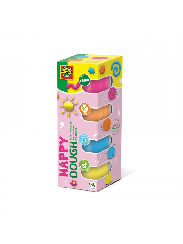 Plastilina colorata vegana pentru copii SES Happy 4 x 90 gr