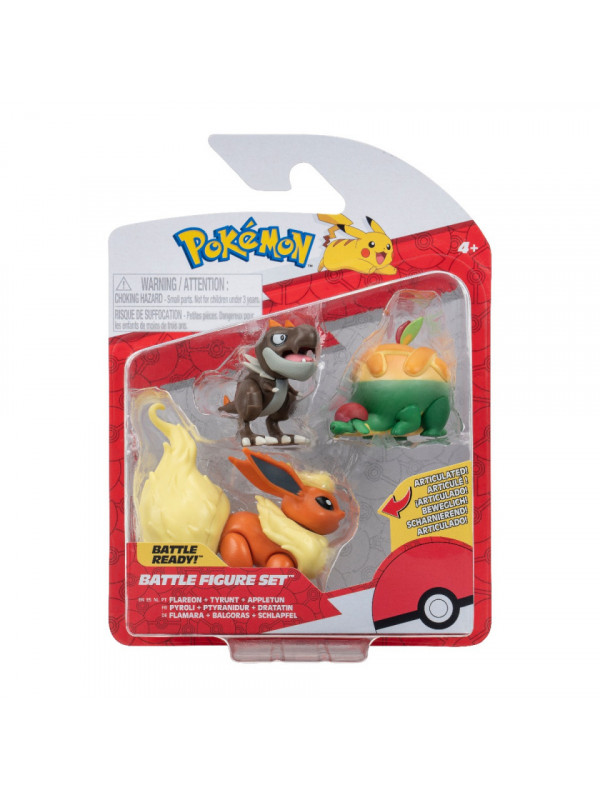 Pokemon - Set 3 figurine de actiune, (Appletun & Tyrunt & Flareon) S16