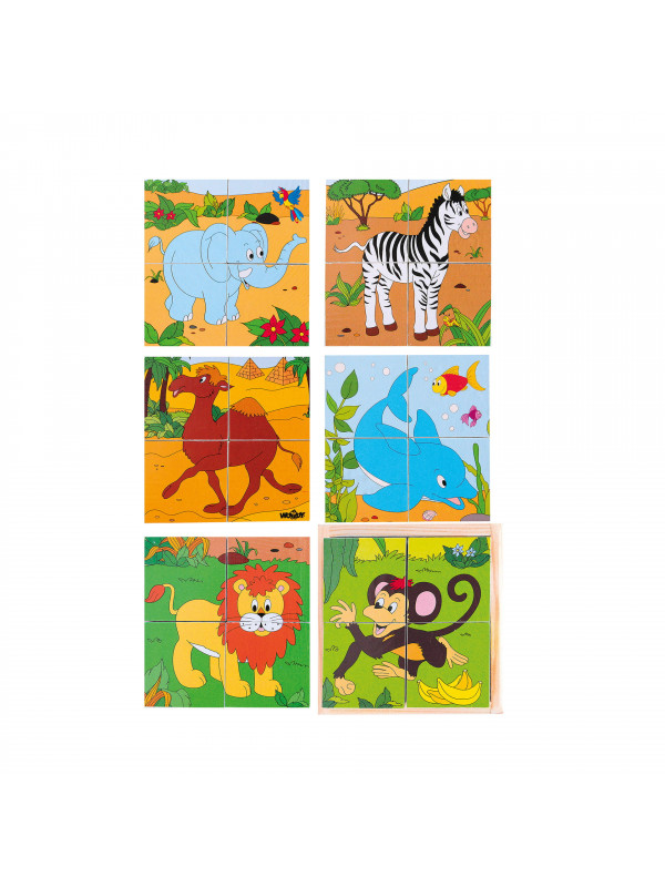 Puzzle din lemn cuburi - Safari 2 x 2