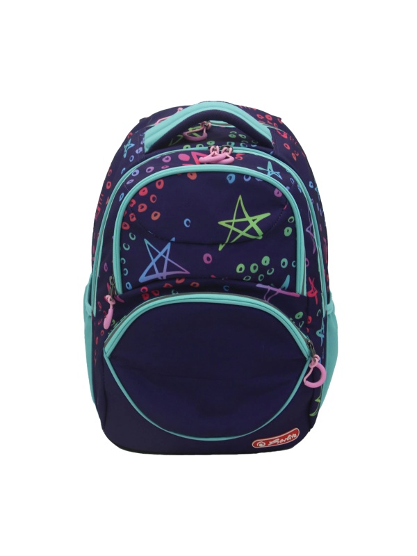 RUCSAC HERLITZ ZIPPER CUBE: ERGONOMIC, SPATIOS, POLIESTER RECICLAT REZISTENT LA APA, BRETELE AJUSTABILE, BANDA/FERMOARE REFLECTORIZANTE, MOTIV STARS