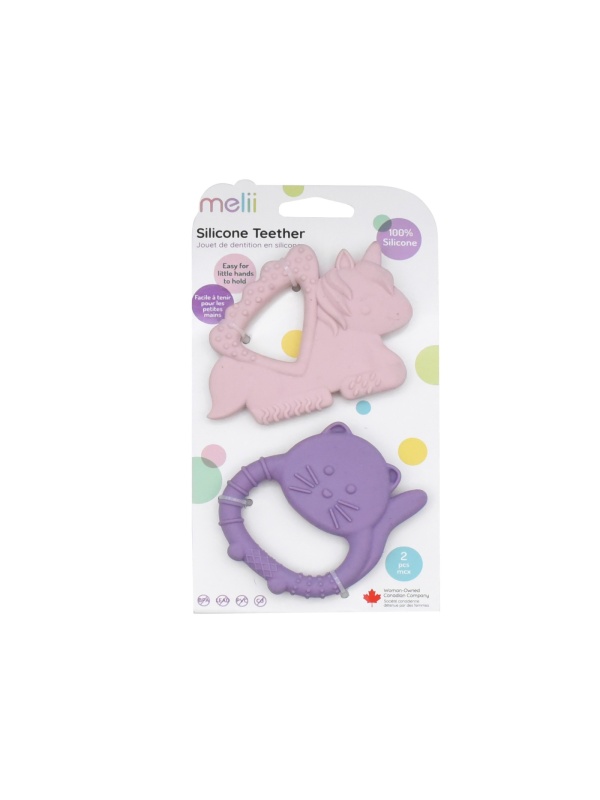 SET 2 JUCARII DENTITIE SILICON MELII MODEL UNICORN PISICA