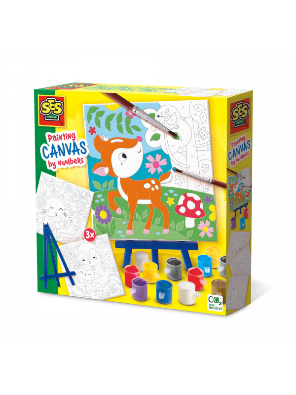 Set creativ - Pictura pe numere Animale din padure (3 panze)