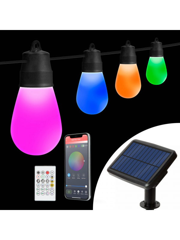 Șir lumini solare inteligente - LED RGBIC 15 buc - 6,5 m - bluetooth
