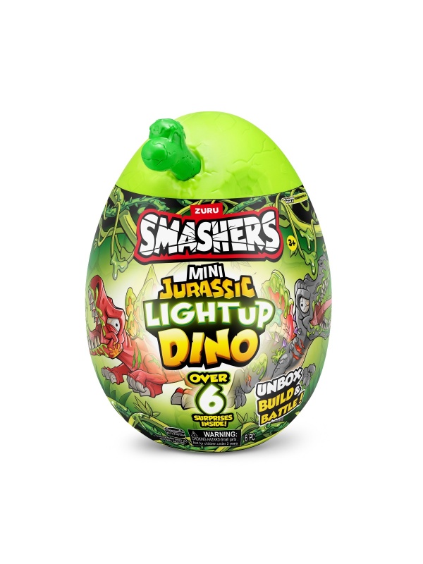 Smashers - Mini Ou surpriza cu peste 6 accesorii, Dino Jurassic Light-Up