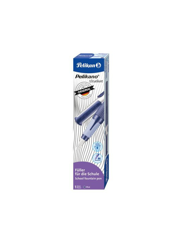 STILOU PELIKANO STRUCTURE, PENITA M, GRIP ERGONOMIC, PENTRU DREPTACI, 1 PATRON MARE ALBASTRU INCLUS, CULOARE ALBASTRU, IN CUTIE DE CARTON