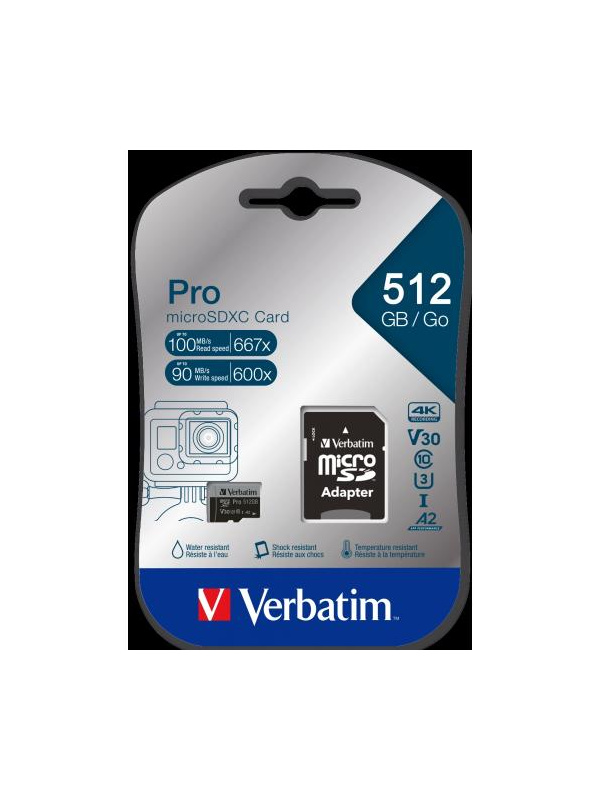 Verbatim Pro microSDXC U3 512GB with adapter