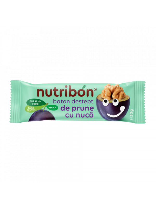 Baton vegan de prune cu nuca fara gluten "nutribon" 30gr transilvania nuts