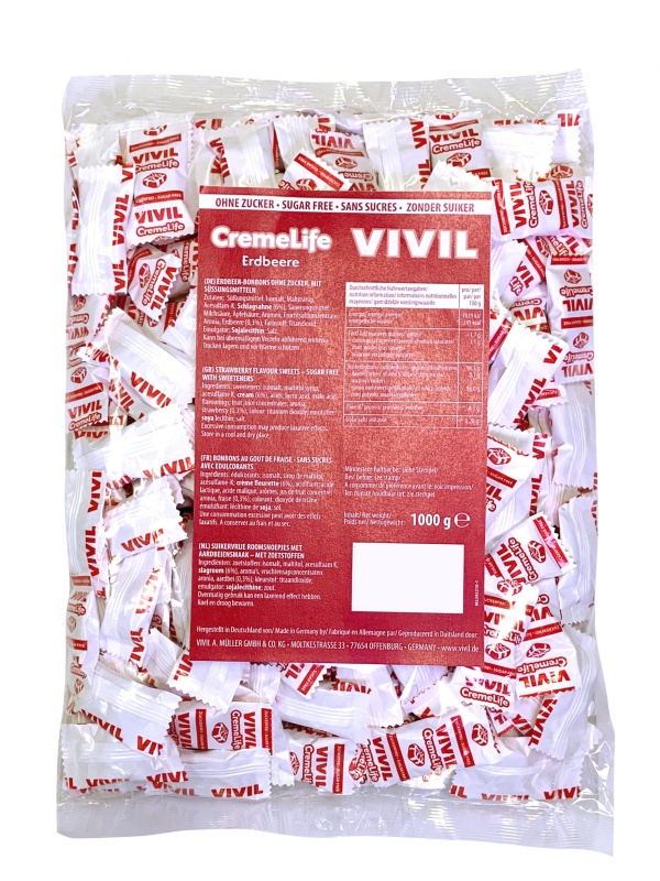 Bomboane cremoase Vivil Creme Life Capsuni fara zahar - 1 kg