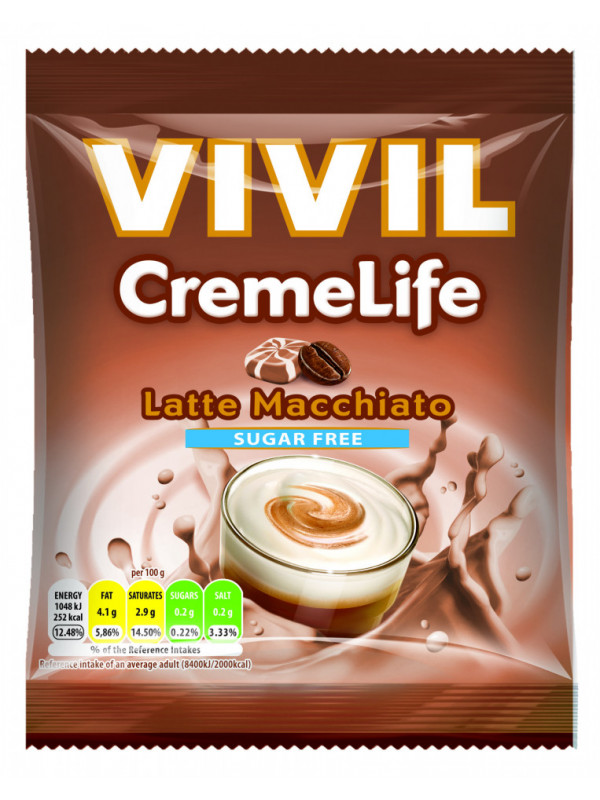 Bomboane cremoase Vivil Creme Life Latte Macchiato fara zahar - 60 g