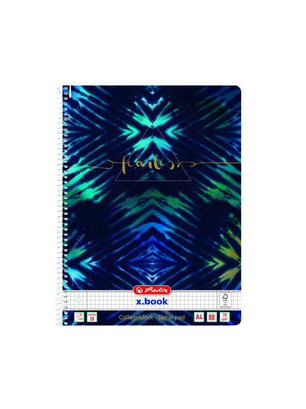 Caiet a4 80 file, cu spira, patratele, motiv new batik fearless