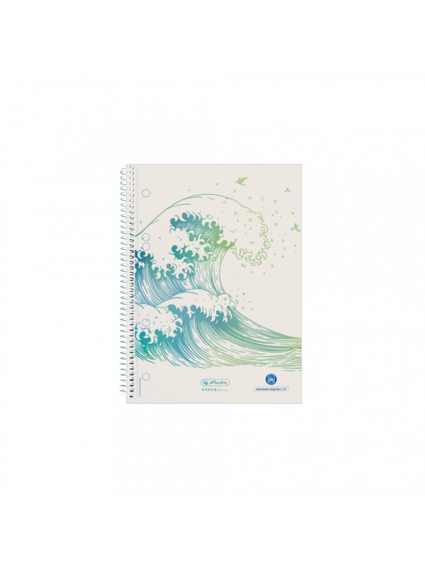Caiet a5 70f spirala patratele motiv wave greenline