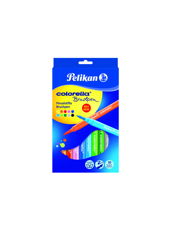 Carioca colorella super brush, set 10 culori, varf tip pensula