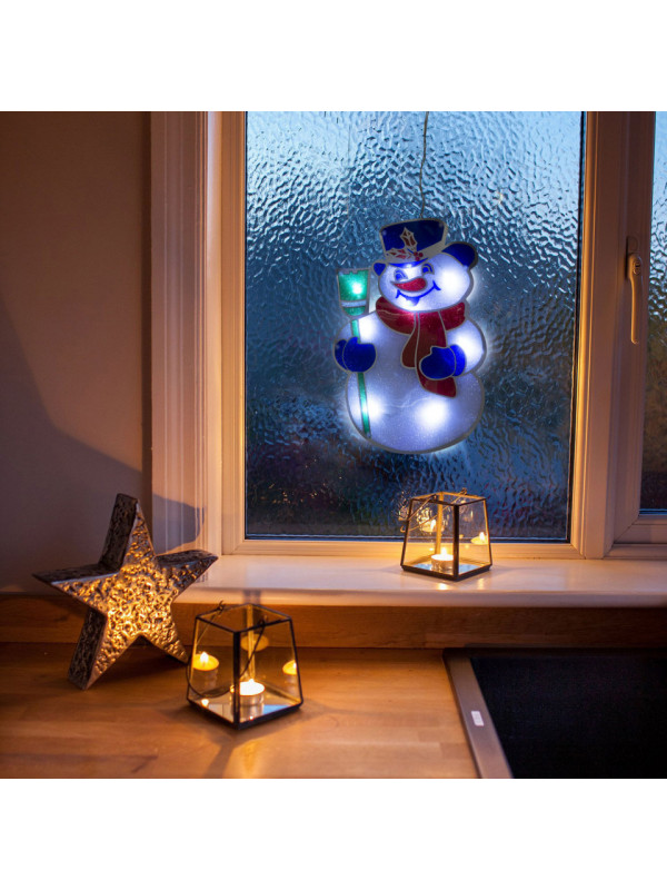 Decor fereastra LED PVC - om de zăpadă - 26 x 17 cm - 3 x AAA