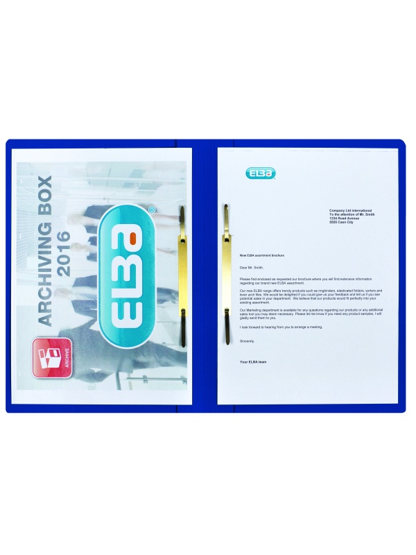 DOSAR SINA ELBA SMART A4, MECANISM DUBLU DE ARHIVARE, SINA DREAPTA/STANGA, CARTON 320G/MP, BLUE ANGEL, CAPACITATE 200 FILE, CULOARE ALBASTRU