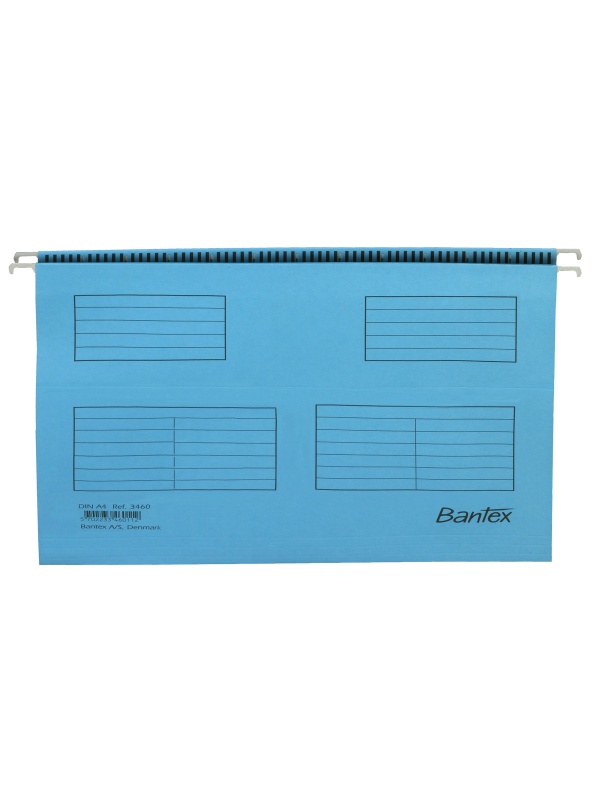 DOSAR SUSPENDAT BANTEX FLEX A4, CAPACITATE 100 FILE, BAGHETA METALICA, CARTON BLUE ANGEL, INCLUDE 25 ETICHETE SI PORTETICHETE 5 CM, CULOARE ALBASTRU COBALT, SET 25