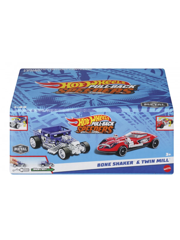 HOT WHEELS SET 2 MASINUTE METALICE PULL BACK BONE SHAKER SI TWIN MILL 1:43