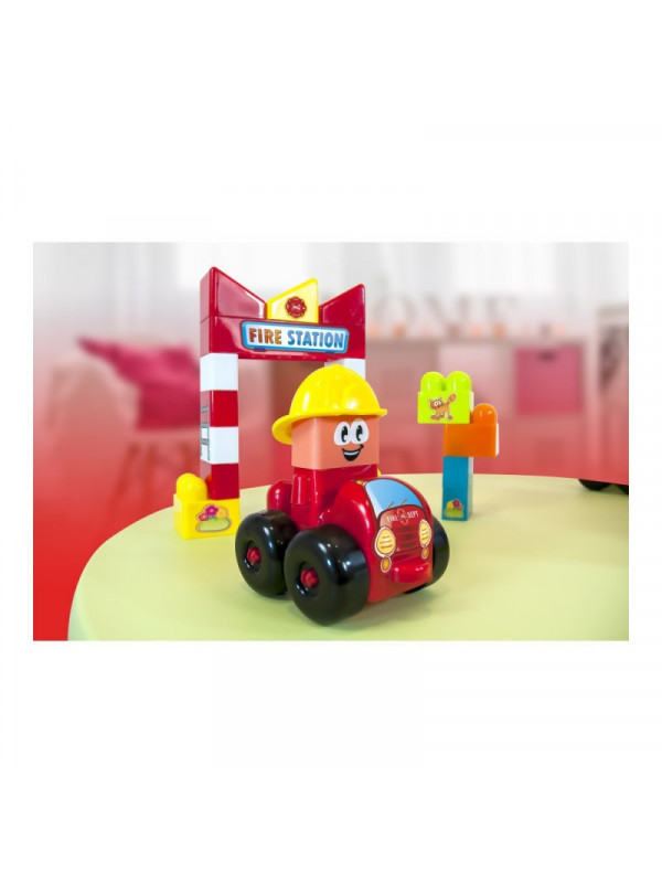Joc de construit tematic Statie pompieri Miniland, 18 piese