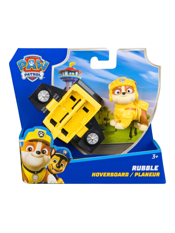 PATRULA CATELUSILOR ACTION PUPS SET VEHICUL DE SALVARE HOVERBOARD SI FIGURINA RUBBLE 5 CM