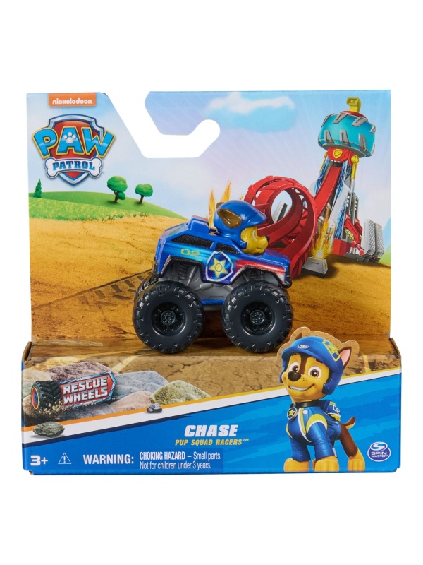 PATRULA CATELUSILOR PUP SQUAD RACERS RESCUE WHEELS VEHICUL METALIC CHASE SCARA 1:55