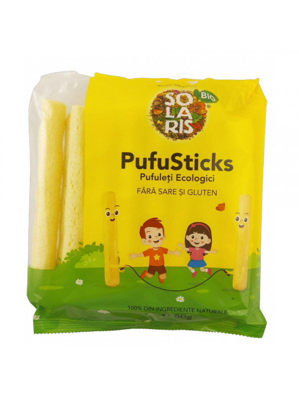 PUFULETI "PUFUSTICKS" FARA SARE SI GLUTEN ECO 60gr SOLARIS