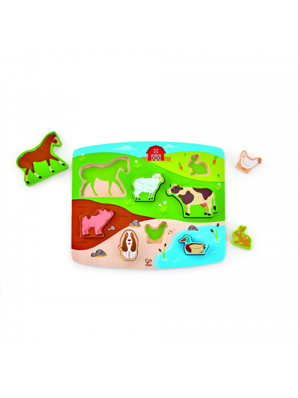 Puzzle din lemn - Animale de la ferma 3D