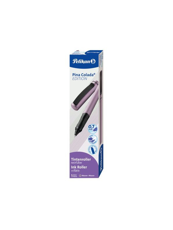 ROLLER PINA COLADA, GRIP ERGONOMIC, AMBIDEXTRU, 1 REZERVA ALBASTRA INCLUSA, CULOARE MOV METALIC, IN CUTIE DE CARTON