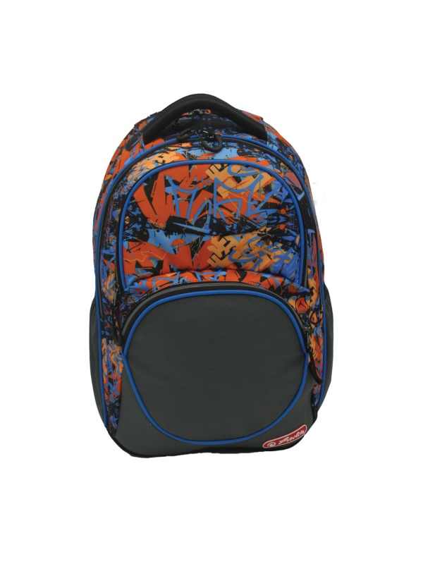 RUCSAC HERLITZ ZIPPER CUBE: ERGONOMIC, SPATIOS, POLIESTER RECICLAT REZISTENT LA APA, BRETELE AJUSTABILE, BANDA/FERMOARE REFLECTORIZANTE, MOTIV STREET ART