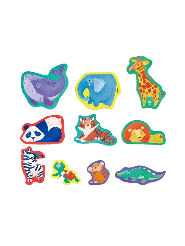Set 10 puzzle-uri prietenii junglei (18-36 luni)