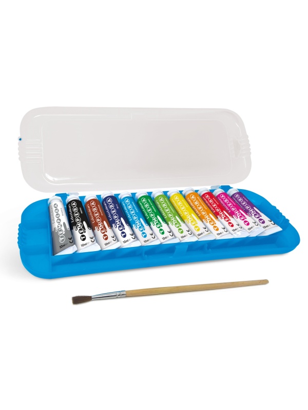 Set 12 culori tempera 10 ml, cu pensula inclusa
