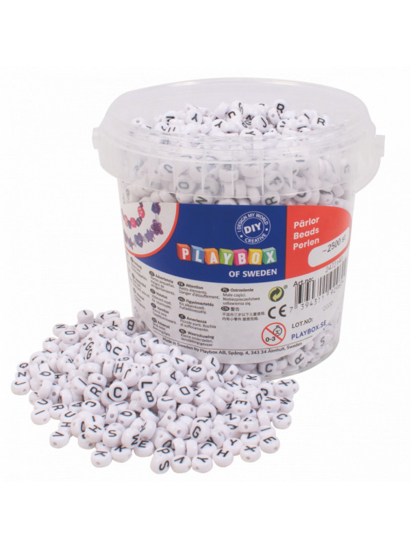 Set 2500 de margele rotunde plate de insirat cu litere, diametru 7.5 mm