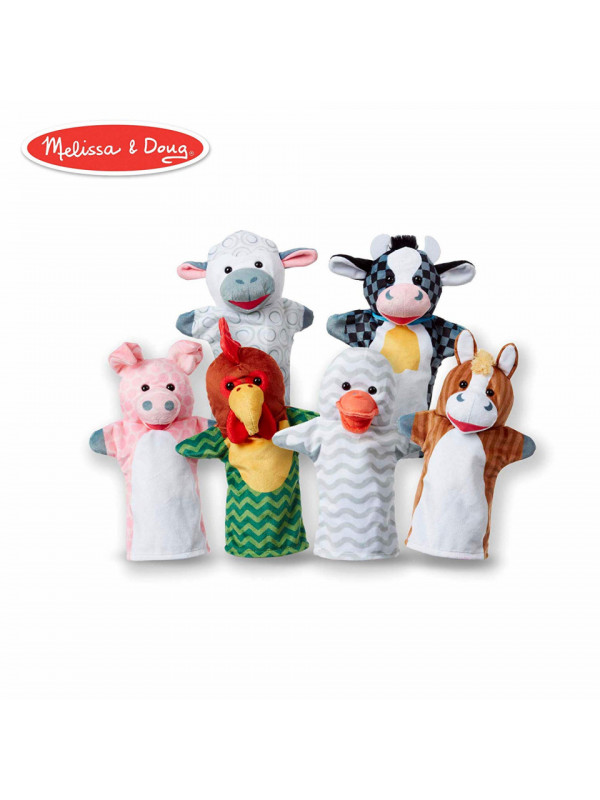Set 6 papusi de mana Animale de la ferma - Melissa & Doug