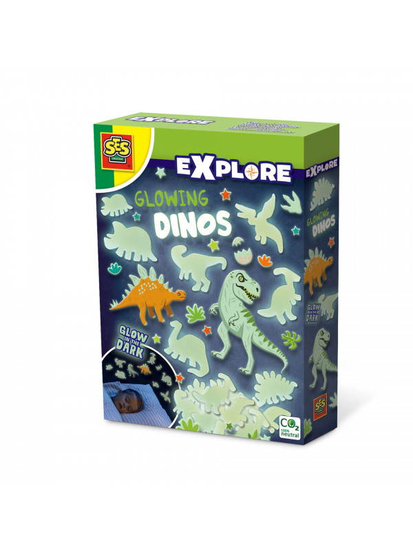 Set autocolante fosforescente cu dinozauri pentru copii