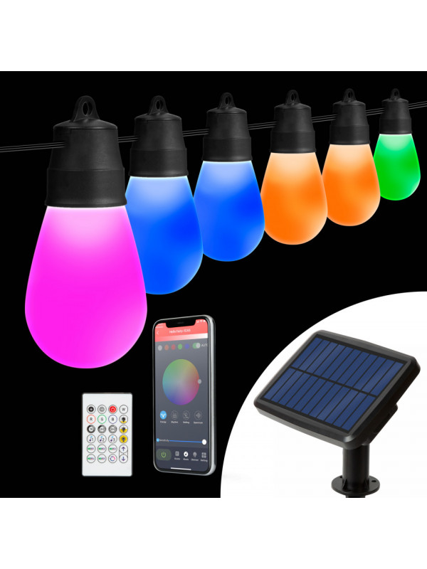 Șir lumini solare inteligente - LED RGBIC 30 buc - 13 m - bluetooth