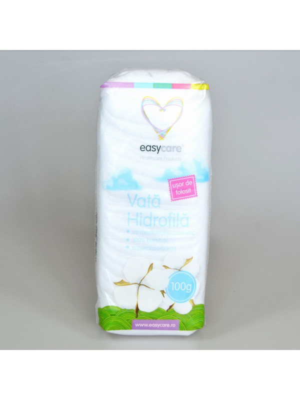 Vata hidrofila EASYCARE 100% bumbac 100g X 10 buc