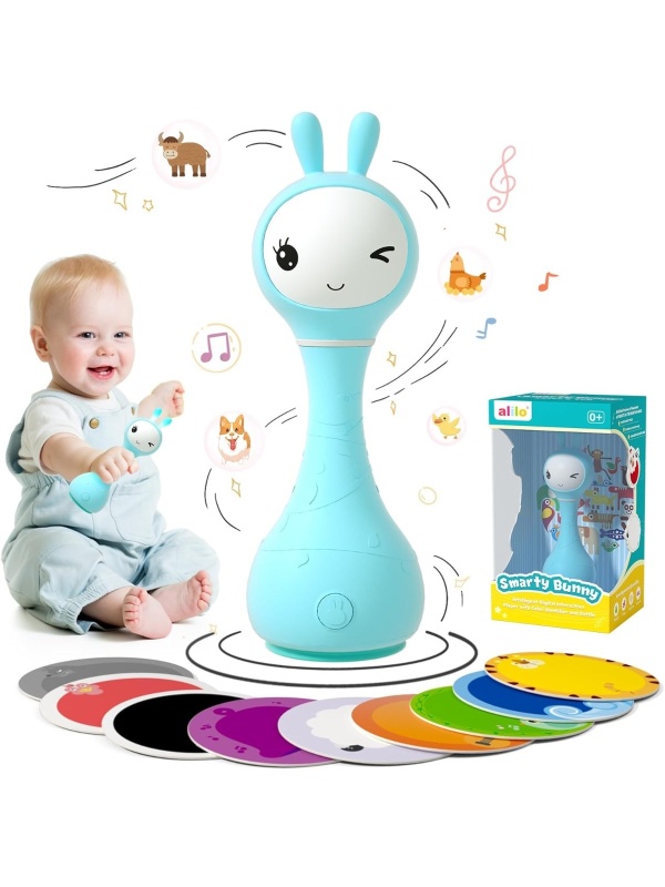 Alilo Smarty Bunny - Iepuras interactiv pentru bebelusi, albastru, RO/EN