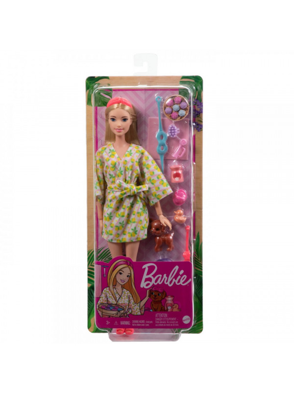 BARBIE, Set de Joaca cu Accesorii, Papusa Barbie, O zi la Spa